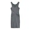 Puro Deseo Chica Picante Vestido Largo de Verano Nuevo Vestido Vacío Ajustado Elegante Adelgazante Sin Mangas Vestido Mujer
