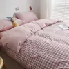 Conjunto de Lençóis de Cama de Quatro Peças no Atacado, Capa de Edredom de Algodão Lavado, Conjunto de Cama de Três Peças, Capa de Colcha de Cor Sólida, Conjunto de Roupa de Cama de 4 Peças, Têxteis para Casa Nantong