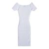Vestido Americano de Manga Curta Ombro a Ombro Feminino Verão 2024 Novo Comprimento Médio Sexy Justo no Quadril Vestido de Tricô