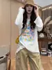 Camiseta casual fina de manga larga estilo coreano para mujer, nuevo estampado floral de verano, corte holgado, adelgazante, top protector solar