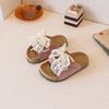 Sandálias Birkenstock para Meninas Verão 2025 Novas Doces Laço Calçados Externos Chinelos de Dedo Aberto Crianças Renda Sapatos de Praia