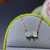 Colar de Pedra da Lua Natural Boutique Lua Azul Vítreo Prata 925 Incrustado com Precisão 5mm Fornecimento Direto da Fábrica Venda Quente
