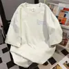 Camiseta de mujer de manga corta 100% algodón, diseño simple, estampado de letras graffiti, top holgado de verano de moda