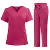 Ropa de Malla Fina de Secado Rápido Nueva para Mujer, Salón de Belleza, Spa, Club, Moño, Color Sólido, Uniforme de Enfermera para Trabajo en Hospital, Ropa para Lavar a Mano