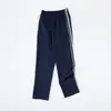 Pantalones de Uniforme Escolar Rayados Reflectantes para Niños y Niñas, Dos Rayas, Gris Azulado, Rayas Reflectantes Gris Rojizo, Pantalones Deportivos Rectos de Corte Holgado para Estudiantes de Secundaria y Preparatoria
