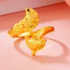 Anillo de Hada Zorro Pequeño Oro de Imitación 24K Joyería de Boda al por Mayor Suministro Transfronterizo Oro de Arena Vietnamita Anillo de Zorro Abierto
