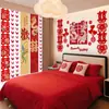 Nuevo juego de decoración de boda estilo chino para la sala de estar y el dormitorio de los novios, decoración creativa de pared de fondo