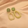 Pendientes Geométricos Ovalados Verdes Estilo Chino Retro Nuevos Chinoiserie Creativos de Moda Clip para Oreja de Resina Espiral para Mosquitos para Mujeres Sin Perforaciones