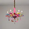 Lámpara de araña para habitación infantil europea, lámpara para habitación de princesa niña, lámpara creativa de cristal de colores para cafetería, cibercafé, KTV, bar