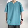 Camiseta de Manga Curta Waffle Mt-2531 Masculina Verão 2025 Nova Moda Urbana Solta Gola Redonda Casual Versátil