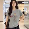 Camiseta delgada de cuello redondo estilo coreano, juvenil y cómoda, versátil, ligera y transpirable, de manga corta, adecuada para primavera y otoño, un top diario elegante