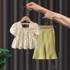Ropa para niños, niñas, camisa de manga corta, falda, verano, nueva, bebé, mujer, estilo occidental, top, versión coreana, traje para niños pequeños y medianos, venta al por mayor