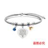 Pulsera Europea y Americana transfronteriza hueso de serpiente día del maestro acero inoxidable diamante azul conmemorativa regalo de vacaciones grabado pulsera de acero de titanio al por mayor