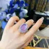 Nuevo Colgante Estilo Chino Chapado en Plata 925 con Gema de Calceta Púrpura Natural Huevo de Paloma, Collar Anillo de Calceta Violeta Hielo Alto