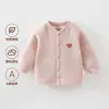 Abrigo para bebé para otoño e invierno, cálido, sin costuras, algodón puro, chaqueta acolchada para bebés y niños, top tipo cárdigan, ropa para bebé, Clase A