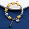 Plata de Ley Xiangyun Tubo Curvo Tubo Redondo Pulsera de Jade de Cera de Abeja Retro Viejo Plata 3D Cuentas de Melón Pulsera de Tubo de Plata Pulsera