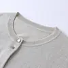 Cardigan de Punto de Color Sólido con Cuello Redondo, Estilo Nuevo de Principios de Primavera 2026 para Mujer, Moderno, Sencillo, Elegante, Adecuado para el Trabajo, Corte Holgado, Top Adelgazante