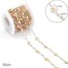 Corrente de Contas Gota de Óleo de Aço Inoxidável Titânio Aço Feito à Mão DIY Corrente Joias Vidro de Cristal Contas Margarida Corrente de Extensão Acessórios