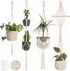 Bolsa de red personalizada para maceta, colgador de cesta colgante para verdor de plantas, correa colgante de cuerda de algodón y lino tejida a mano, cesta colgante para maceta