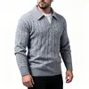 Suéter trançado masculino com gola V, espessado para outono e inverno, pulôver trançado retrô estilo europeu e americano