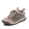 Jishu 25 Primavera e Verão Novo Camada Superior Couro de Vaca Color Block Cadarço Casual Sapatos Femininos Sapatos de Tela Couro Genuíno Sapatos Esportivos Planos