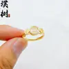 Artículo popular para transmisiones en vivo: Anillo de mariposa liso de cobre chapado en oro para mujer, ajustable, moderno y versátil, adecuado para el dedo índice o como anillo de cola