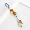 Llavero de Cristal con Forma de Caqui con Nombre de Familia, Llavero de Calabaza Chapado en Oro con Nombre de Familia, Colgante para Llavero de Cadena de Teléfono