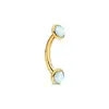 Anillos para Ombligo de Acero Inoxidable al por Mayor en Stock del Fabricante con Bolas Redondas de Ópalo Genuino, Joyería Popular de Piercing Corporal Transfronterizo
