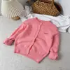 Suéter Infantil 2025 Outono e Inverno Estilo Coreano Infantil Gola Redonda Tricô Lã Cardigan Solto Cor Sólida Suéter Jaqueta Gola Redonda