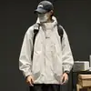 Jaqueta de montanhismo masculina transfronteiriça, estilo japonês, moderna, corte solto, com capuz, jaqueta casual de trabalho americana para primavera/outono