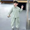 1547 Conjunto de Camisa de Primavera y Otoño para Niños 2026 Nuevo Fresco y Elegante Versión Coreana Moda Casual Chaqueta Larga de Manga Larga Tendencia