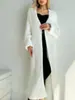 Comercio Exterior Extendido Cardigan Suéter Blanco de Terciopelo Imitación Mink Hasta la Rodilla para Mujer Otoño e Invierno Nuevo Suéter Chaqueta Grueso Holgado para Mujer