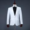 Traje de Rendimiento para Hombre con Cuello de Fruta Verde Traje de Cantante Traje de Anfitrión Traje de Manga Larga Vestido de Rendimiento Blanco y Negro