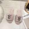 Novas Pantufas de Inverno Femininas de Pelúcia com Strass, Pantufas Quentes de Pelúcia, Sandálias Slide Casuais Femininas, Atacado Transfronteiriço