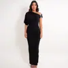 Ropa de Mujer AliExpress 2026 Otoño Nueva Moda Vestido Bodycon Ajustado de un Hombro Asimétrico Plateado