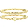 Pulsera con Corazón y 26 Letras Transfronteriza Europea y Americana, Estilo de Nicho de Moda, Diseño Simple, Pulsera de Cordón Elástico Dorado de Doble Capa para Mujer