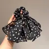 Coletero de Cinta de Lazo de Puntos Negros y Blancos de Gama Alta, Lazo para el Cabello Retro de Nicho, Mismo Estilo que el de los Bloggers, Lazo para el Cabello para la Parte Trasera de la Cabeza