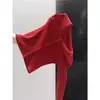 Cárdigan atmosférico de cuello en V color burdeos para mujer, adecuado para primavera, otoño e invierno, tejido, suave y acogedor, de un solo botón, manga larga, top elegante y versátil