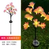 Lámpara Solar LED Camelia Simulada Flor de Durazno Lámpara de Pie Exterior Patio Casa Decorativa Lámpara de Césped Luz Fuerte