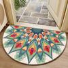 Alfombra Bohemia Semirredonda Hogar Retro Felpudo de Entrada Sala de Estar Mesa de Centro Alfombra de Piso Estilo Exótico Felpudo de Entrada