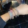 Zircônia pulseira aberta enrolada design de nicho strass pulseira empilhada estilo simples frio pulseira elegante de alto senso