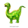 Nueva decoración de fiesta temática de dinosaurio de pie ensamblada Globo de película de aluminio Tyrannosaurus Rex dragón que escupe fuego Empuje de suelo bola de papel de aluminio
