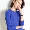 Suéter de Color Sólido para Primavera y Otoño, Nuevo Estilo Coreano Casual, Cuello Redondo, Holgado, Talla Grande, Camiseta de Punto para Mujer, Jersey, Venta al por Mayor