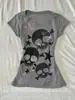 Subcultura Retro Americano Estampa de Caveira e Estrela Estilo Garota Picante T-Shirt Nova de Manga Curta com Cintura Ajustada