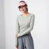 Top de Yoga de Primavera sin Costuras con Diseño Fruncido, Alta Elasticidad, Corte Ajustado, Cuello Redondo, Manga Larga, Top Deportivo de Secado Rápido para Mujer