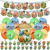 Decoración de Fiesta de Cumpleaños con Tema de Dinosaurios Banderín Colgante Bandera para Pastel Set de Globos