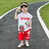 X300 Roupa do Ultraman Infantil Colete de Melancia Traje para Meninos Novo Estiloso Roupa Esportiva de Verão para Bebê Conjunto de Duas Peças