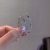 Pendientes populares europeos y americanos de plata 925 con forma de aguja ovalada multicapa y hebilla para oreja para mujer 33405