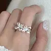 Anillo de Plata de Ley 925 Simple Dulce Fresco Industria Pesada Flor Otoño e Invierno Nuevo Estilo para Mujer Ins Sentido Avanzado Anillo Abierto