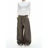 Pantalones Casuales a Cuadros Retro para Mujer, Verano Delgados de Cintura Alta Estilo Perezoso de Pierna Ancha, Pantalones Rectos a Cuadros Sueltos Petites